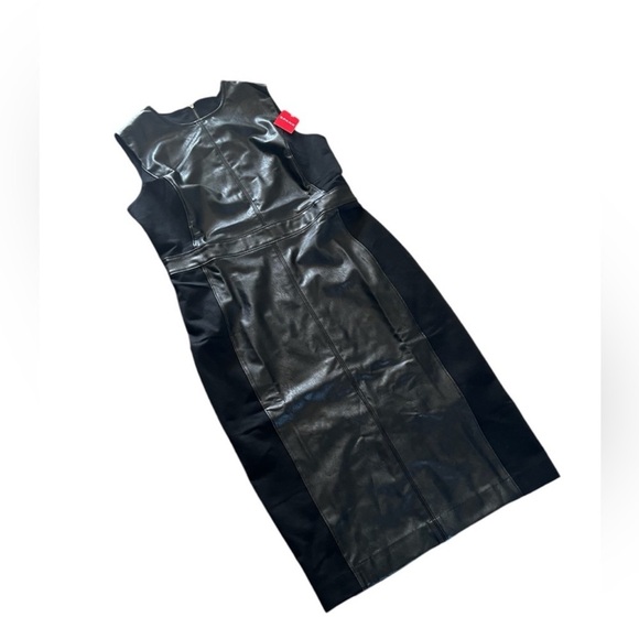 Spanx Leather Like Combo Fitted Sheath Dress - Picture 9 of 14